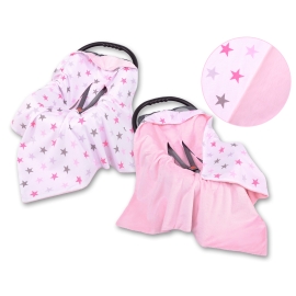 Double-sided Car Seat Baby Wrap Car seat blanket - gray-pink stars