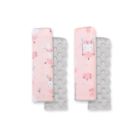 Double sided car seat belts pads Baby Shoulders  ballerinas pink/gray