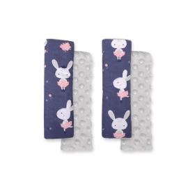 Double sided car seat belts pads Baby Shoulders  blue rabbits/gray