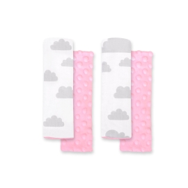 Double sided car seat belts pads Baby Shoulders  clouds gray/pink