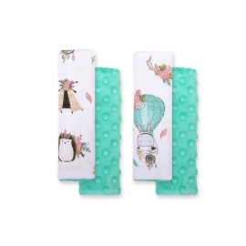 Double sided car seat belts pads Baby Shoulders  foxes beige/mint