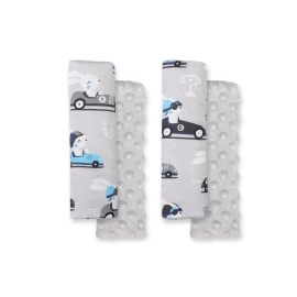 Double sided car seat belts pads Baby Shoulders  gray rabbits/gray