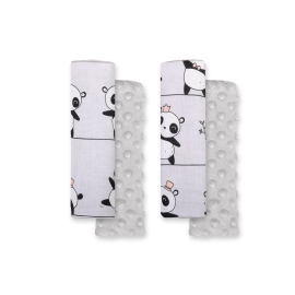 Double sided car seat belts pads Baby Shoulders  Panda gray/gray