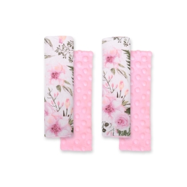 Double sided car seat belts pads Baby Shoulders  peony flower pink/pink