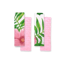 Double sided car seat belts pads Baby Shoulders  tropical flowers/pink