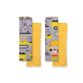 Double sided car seat belts pads Baby Shoulders  yellow excavators/honey yellow