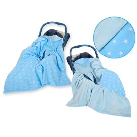 Double-sided car seat blanket- Blue stars