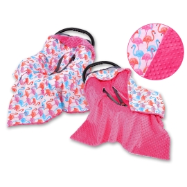 Double-sided car seat blanket Car Seat Baby Wrap - flamingo
