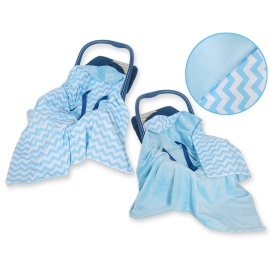 Double-sided car seat blanket- Chevron blue