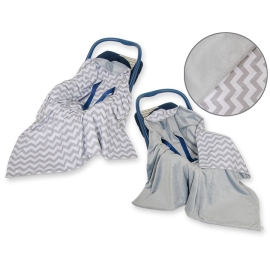Double-sided car seat blanket- Chevron gray