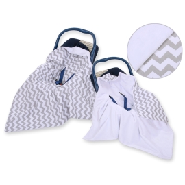 Double-sided car seat blanket- Chevron Gray