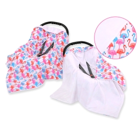Double-sided car seat blanket - flamingo