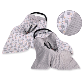 Double-sided car seat blanket - hedgehogs Gray
