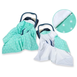 Double-sided car seat blanket- Mint stars