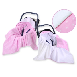 Double-sided car seat blanket- Pink stars