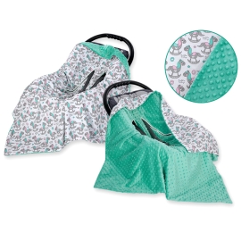 Double-sided car seat blanket - rocking horses