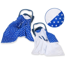 Double-sided car seat blanket- Stars navy blue