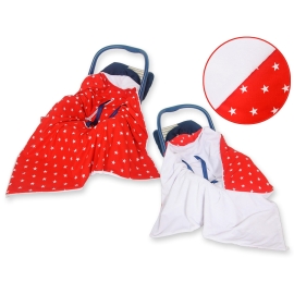 Double-sided car seat blanket- Stars red
