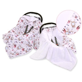 Double-sided car seat blanket - swallows pink