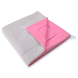 Double-sided teepee playmat- Gray checkered-pink