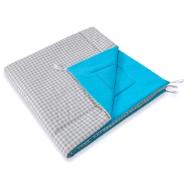 Double-sided teepee playmat- Gray checkered-turquoise
