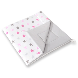 Double-sided teepee playmat- Gray-pink stars/Gray
