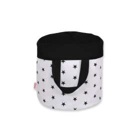 Double-sided toy basket L - Black stars/black