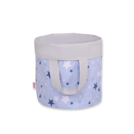 Double-sided toy basket L - blue-navy blue stars/Gray