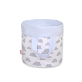 Double-sided toy basket L - clouds gray/blue
