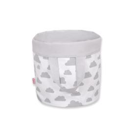 Double-sided toy basket L - clouds gray/gray