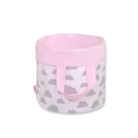 Double-sided toy basket L - clouds gray/pink