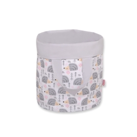 Double-sided toy basket L- hedgehogs gray/gray