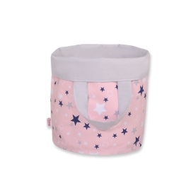 Double-sided toy basket L - navy blue stars/Gray