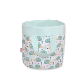 Double-sided toy basket M - hedgehogs mint/mint