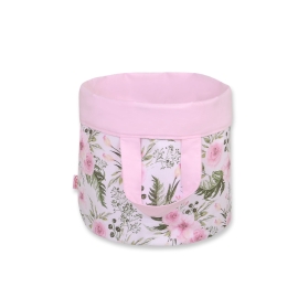 Double-sided toy basket M - peony flower pink/pink
