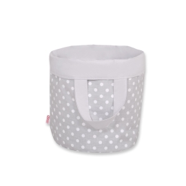 Double-sided toy basket M - white dots on gray/gray