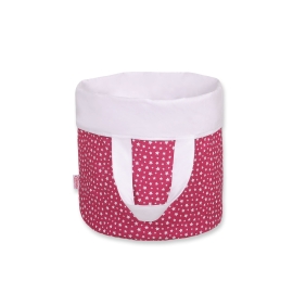 Double-sided toy basket M- wine red stars/white