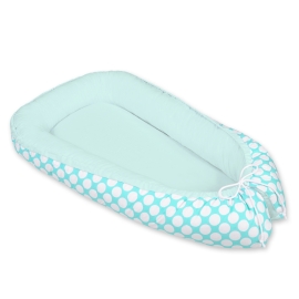 Doublesided Baby nest- turquoise with white dots/mint