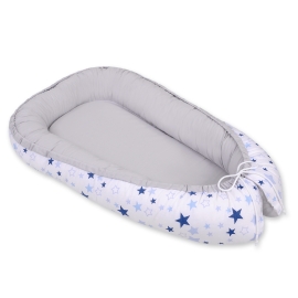 Doublesided Babynest- blue stars/gray