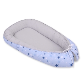 Doublesided Babynest- blue stars/gray