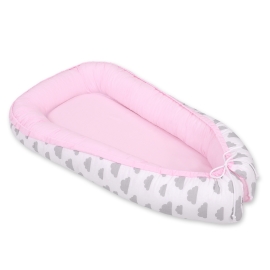 Doublesided Babynest- clouds gray/pink