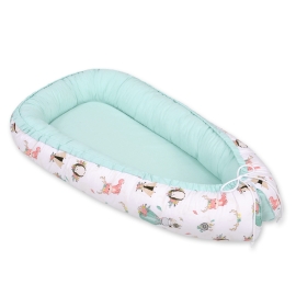 Doublesided Babynest- foxes beige/mint