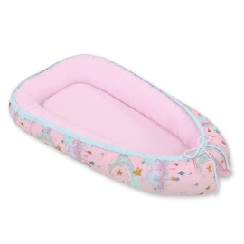 Doublesided Babynest - moons pink/pink