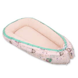 Doublesided Babynest- Owls cream-mint/powder pink