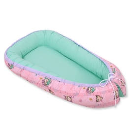 Doublesided Babynest- Owls pink-mint/mint