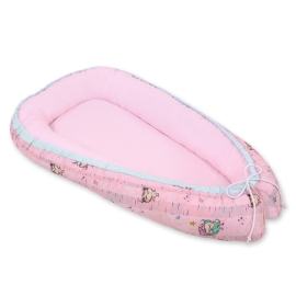 Doublesided Babynest- Owls pink-mint/pink