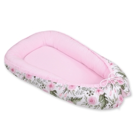 Doublesided Babynest- peony flower pink/pink