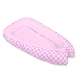Doublesided Babynest- pink with white dots/pink