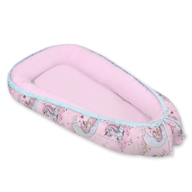 Doublesided Babynest- unicorn pink/pink