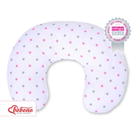 Feeding pillow for Baby- Gray-pink stars